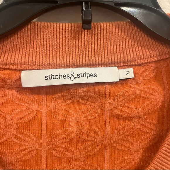 Stitches & stripes orange textured pattern size X-Large zip up sweater - Picture 3 of 8